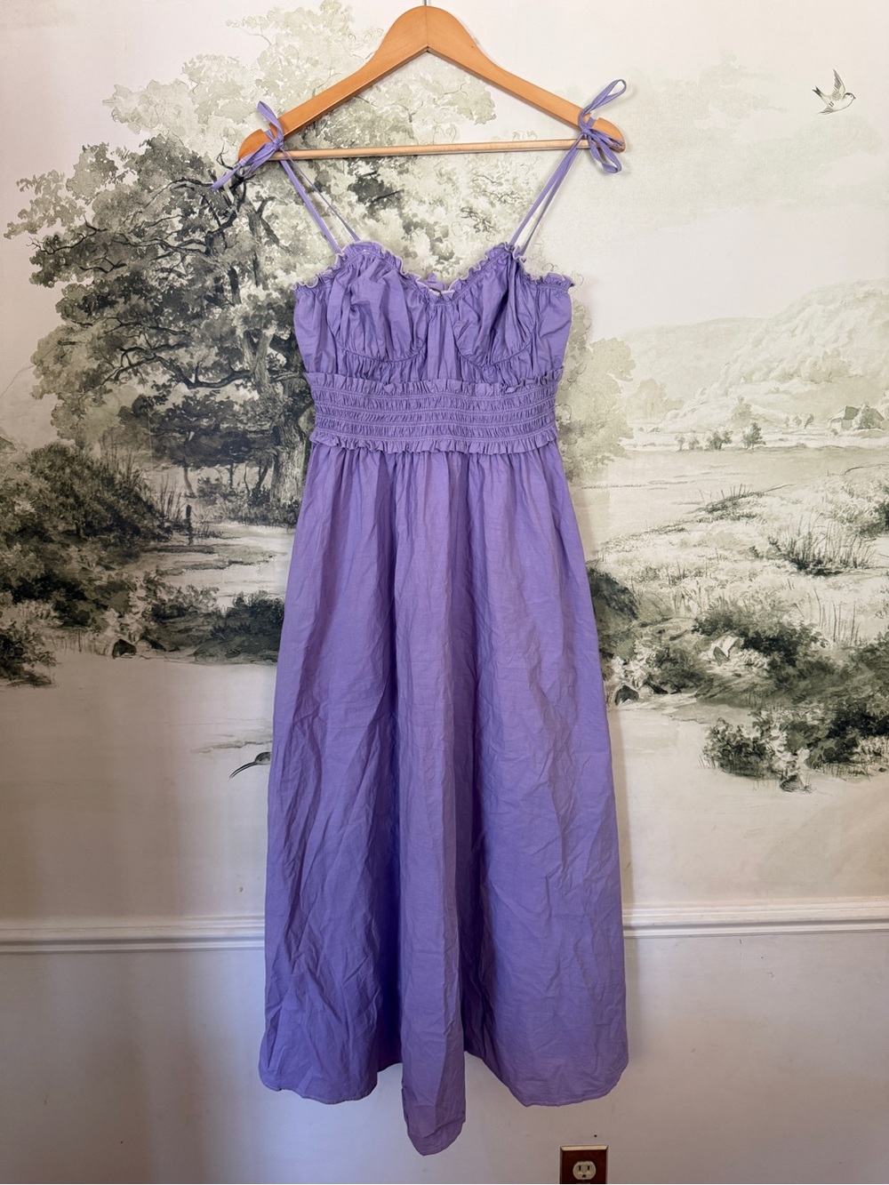 Women's Lavender Midi Sundress with Tie Straps